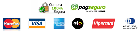 Aceitamos todas as bandeiras de cartões de crédito com a segurança do pagseguro